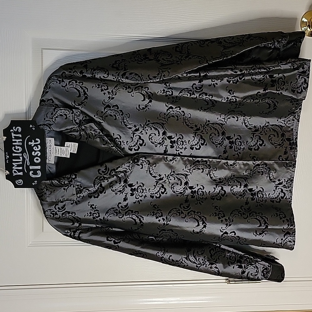 Sag Harbor Jacket Black Gray Large Petite